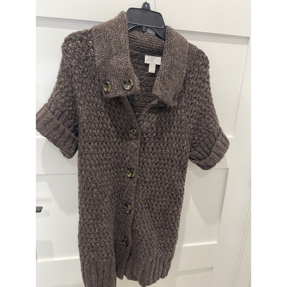 Euc Ann Taylor Brown  Wool Blend Women's Short Sleeve Size PS Sweater